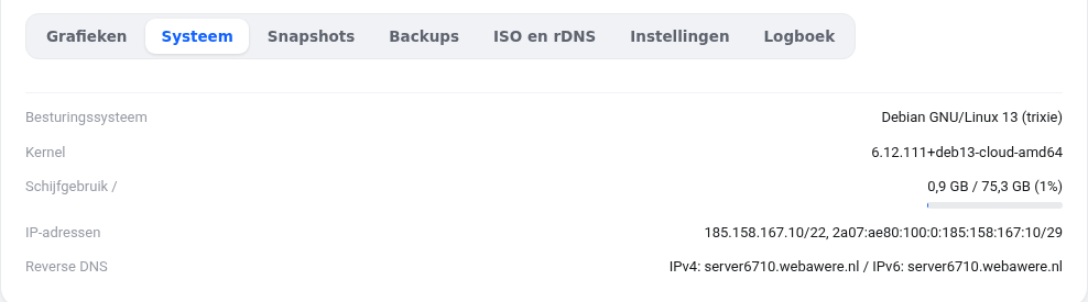 L'onglet Système avec l'utilisation du disque